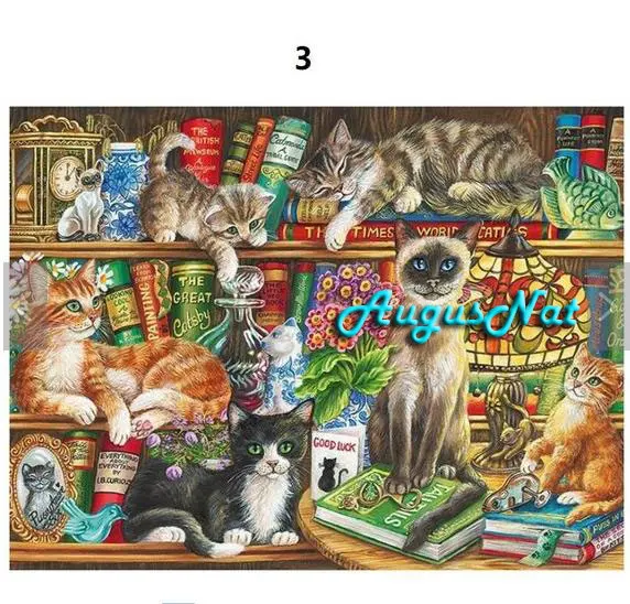 خزانة الماس اللوحة الكامل جولة دراسة جدار الفن كتاب الطلاء ديكور القط المشارك الماس النقاط الماس الفسيفساء صور جوهرة لصق