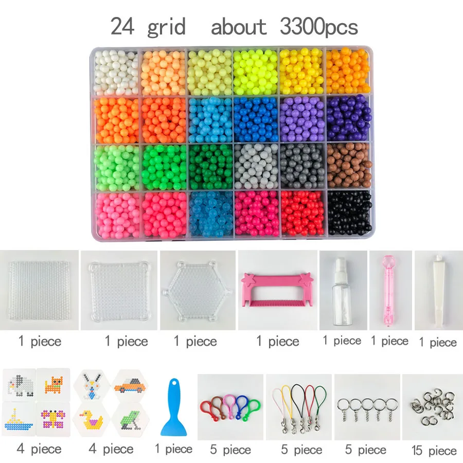 DIY Water beads Hand Making 3D 5mm perler beads 3D Beads Puzzle Educational aqua Toys for Children Spell Replenish