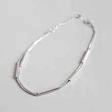 OLOEY, двухслойная цепочка, браслеты на ногу для женщин и девушек, Настоящее 925 пробы, серебряный браслет на ногу, ювелирное изделие, Прямая поставка YMA018