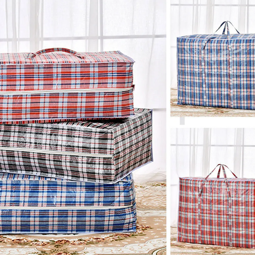1pcs Jumbo Laundry Bags Zipped Reusable Large Strong Shopping Storage Bag Random Color, Size: 23.62 * 23.62 * 5.91