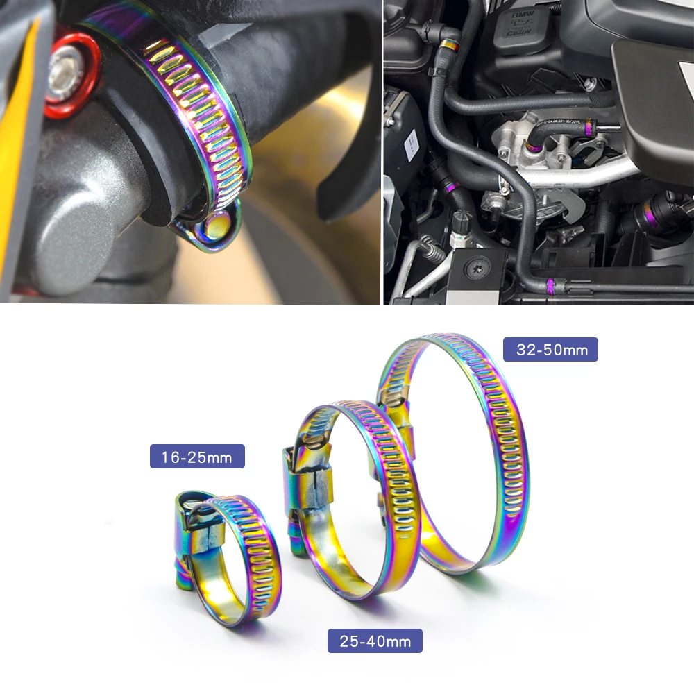 

2pcs Motorcycle Accessories Hose Clamps 304 Stainless Steel Car Auto Hose Clamp Adjustable Fixed Clip Motocross Fixture