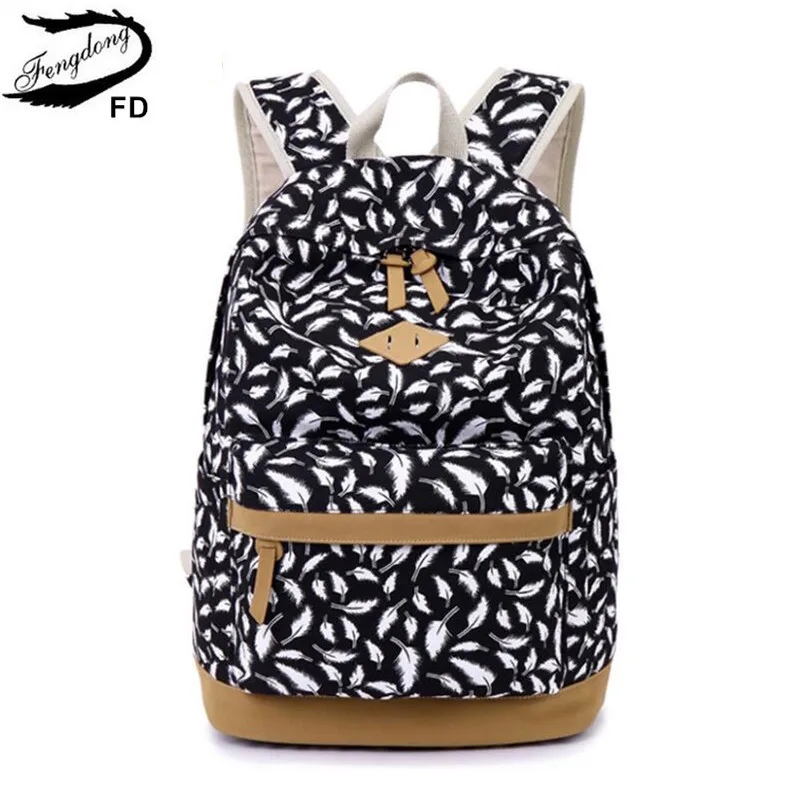 FengDong children's backpack kids bag school bags for girls feather printing canvas backpack for laptop book bag girl schoolbag FengDong children's backpack kids bag school bags for girls feather printing canvas backpack for laptop book bag girl schoolbag