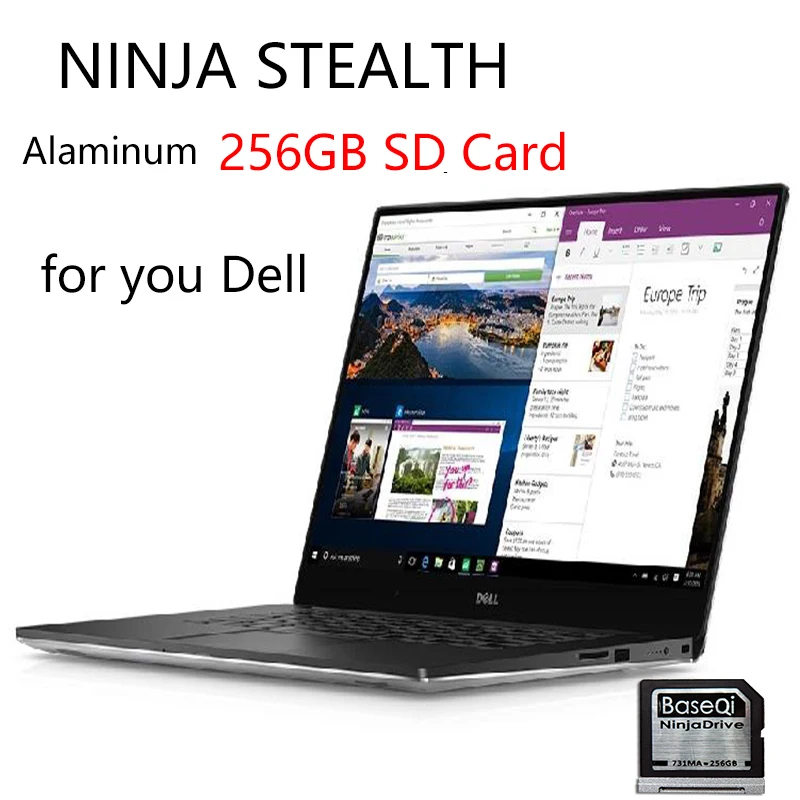 BaseQi NinjaDrive алюминий 256 Гб SD карты для Dell XPS 15 "9560 увеличение хранения