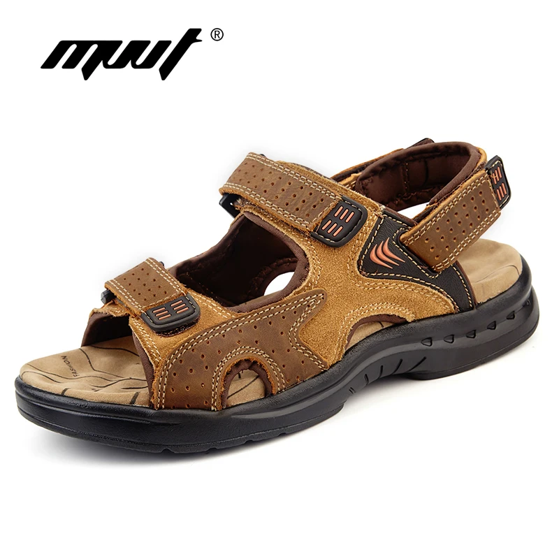 Prix Hommes sandales pantoufles véritable cuir de vachette mâle chaussures d été en plein air casual sandales en cuir suédé