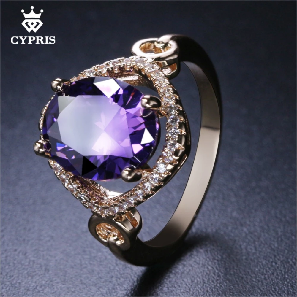 Super Deal RING Luxury Purple stone Rose Gold Gold durable novelty ring