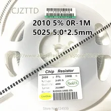 100 PCS 2010 5% 5025 5.0*2.5 milímetros 3/4 W 43R 47R 51R 56R 62R 68R 75R 82R 91R 100R 110R 120R 130R 150R 160R 180R 200R 220R 240R 270R