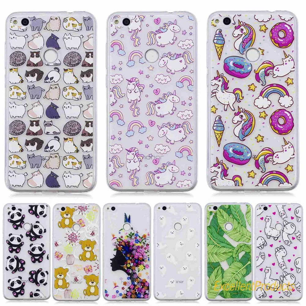 FGHGF For Huawei P8 Lite 2017 tree leaf cat butterfly flower girl panda Bear horse cartoon Pattern Soft TPU phone case | Мобильные
