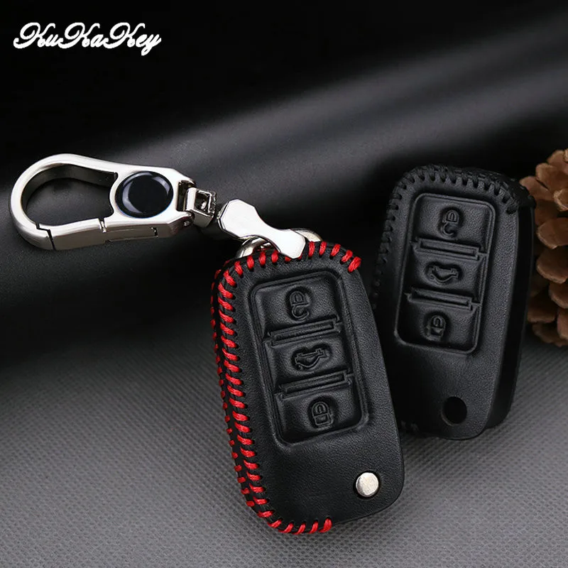 Кожаный чехол для автомобильного ключа подходит Volkswagen VW polo b5 b6 golf 4 5 6 jetta mk6 тигуан