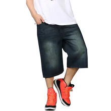 Новые мужские летние джинсы большого размера Шорты Европа и США в талии Короткие семь очков шорты размер 30-44 46