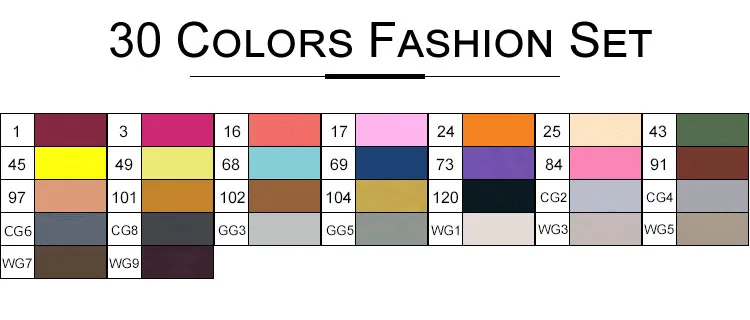 TouchFIVE30/40/60/80/168 Цвет маркер для рисования набор двойной головой художественный эскиз жирной кисть для рисования манга анимация дизайн товары для рукоделия - Цвет: 30Color Fashion Set