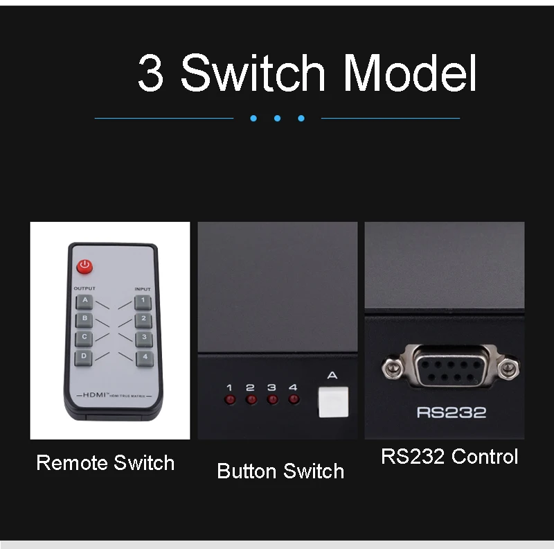 Aikexin 4x4 HDMI Switch Splitter HDMI Matrix 4 input 4 output True Matrix With RS232 Remote Control 4 In to 4 Out HDMI Converter