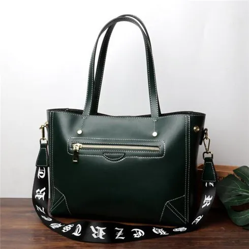 Dark Green FoxTail& Lily Роскошные Брендовые женские сумки из натуральной кожи Большая вместительная сумка через плечо женские сумки через плечо двойные ремни - Цвет: Dark Green
