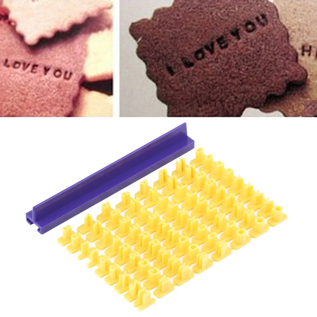 

Hot Alphabet Letter Cookies Cutter Words Baking Mold Cake Frill Cutter Embossing Mould Yellow + Purple