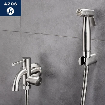 

Azos Bidet Faucet Pressurized Shower Nozzle Stainless Steel Stainless Steel Cold Water Two Function Toilet Sink Balcony Round PJ