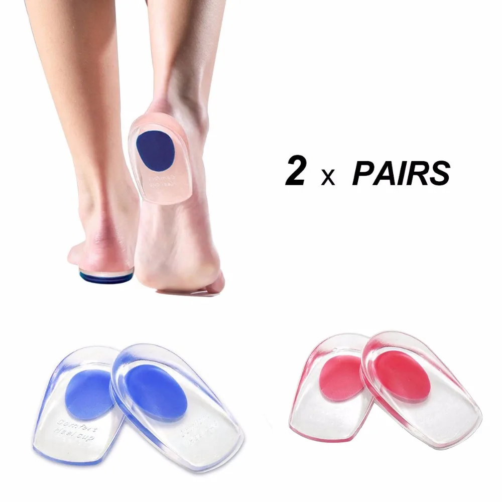 Heel Cups Plantar Fasciitis Inserts 4pcs Silicone Gel Heel