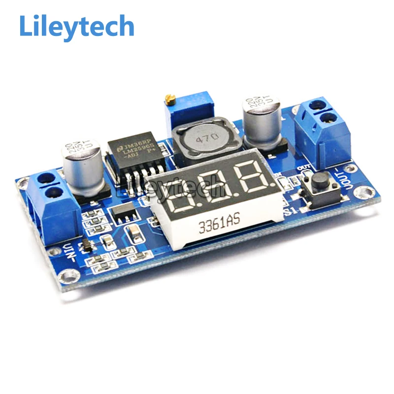 LM2596 DC DC adjustable step down module with digital voltmeter display