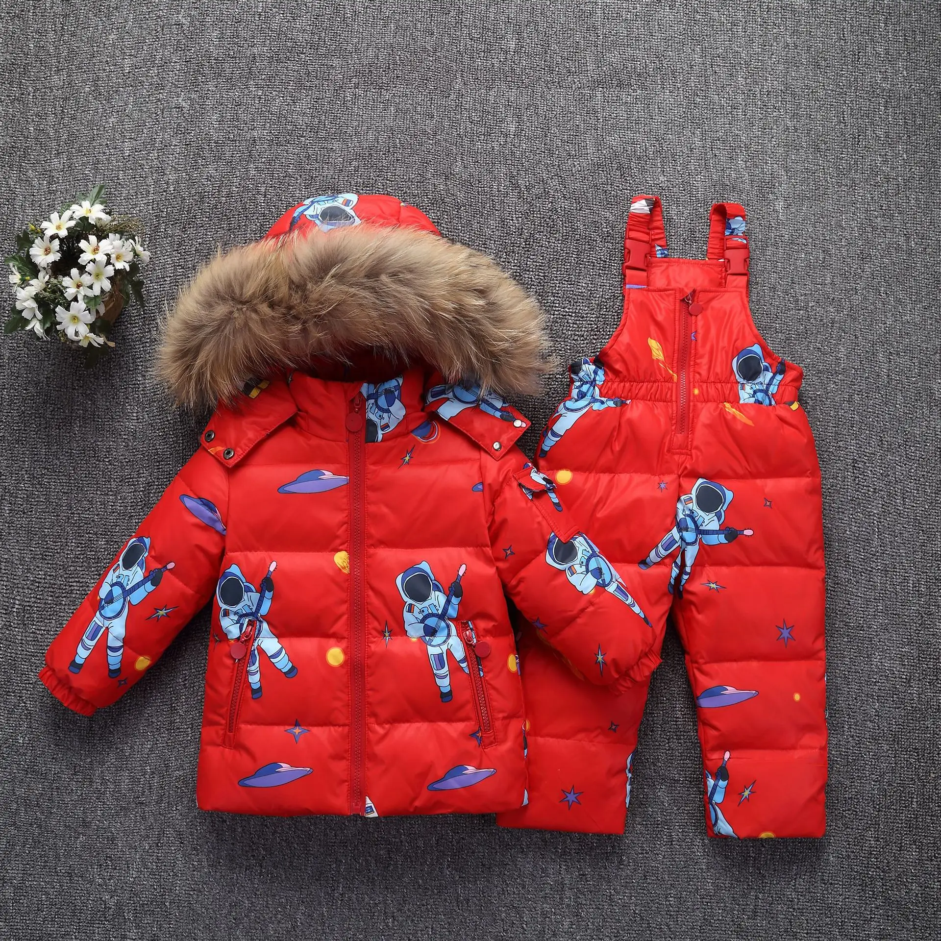 Детский комбинезон с капюшоном из натурального меха для мальчиков и девочек Зимний пуховик для девочек теплое Детское пальто детский зимний комбинезон зимняя одежда комплект одежды для девочек