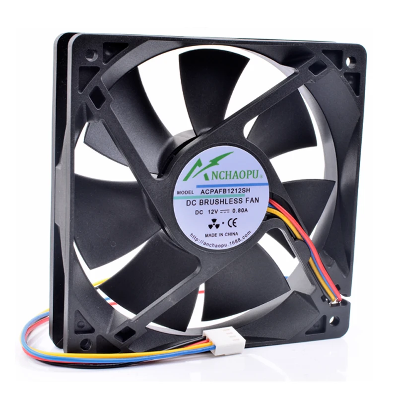 

New ANCHAOPU AFB1212SH 12cm 12025 120mm fan 12V 0.80A 4 lines 4pin high speed server computer chassis power cooling fan