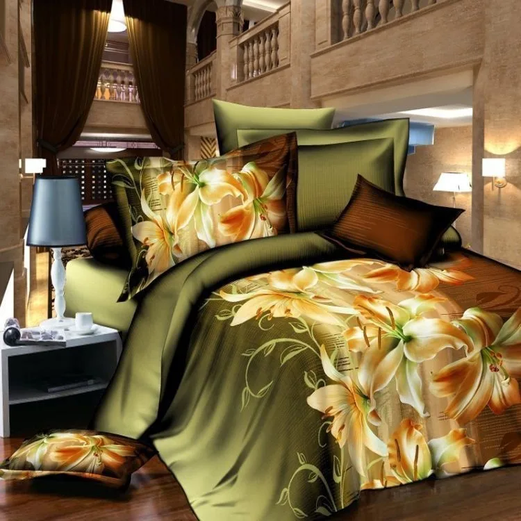 4 шт., 3D Цветочный Пододеяльник, Комплект постельного белья с цветком, постельное белье, двойная простыня, одеяло, летнее одеяло, King size, домашнее покрывало F - Цвет: liuguang