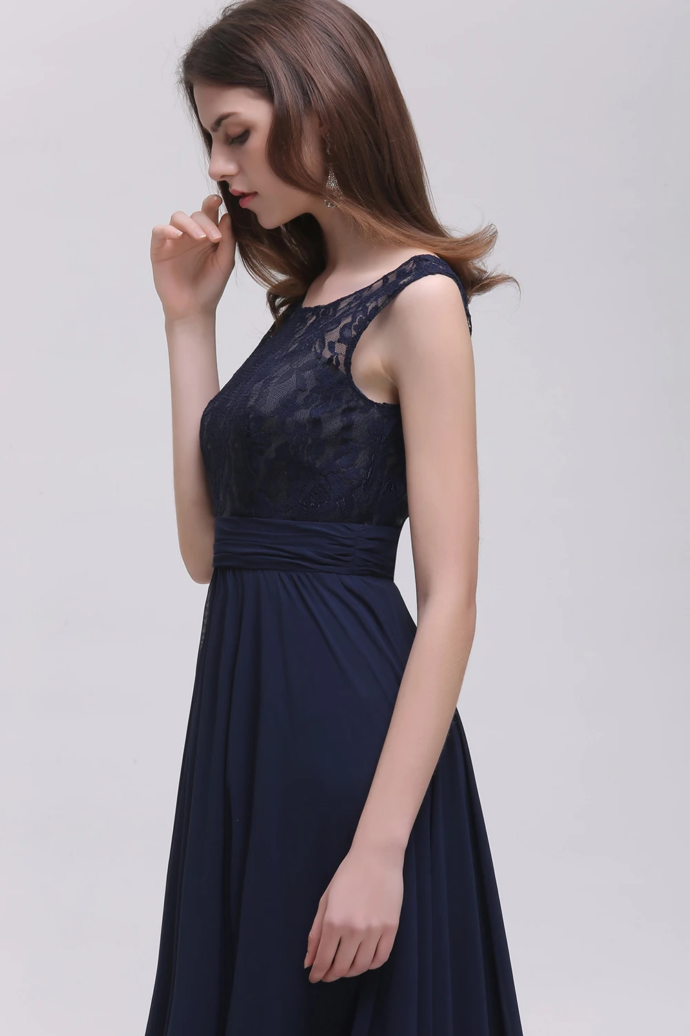 Robe de Soiree сексуальное темно синее кружевное платье подружки невесты с v образным