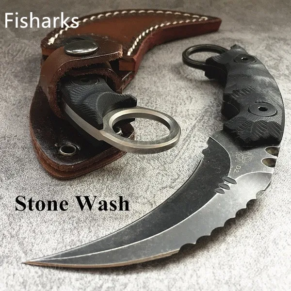 Fisharks сверхмощный тактический нож с фиксированным лезвием Karambit D2 лезвие G10 ручка охотничий Скинер Hawkbill выживания CSGO коготь ножи