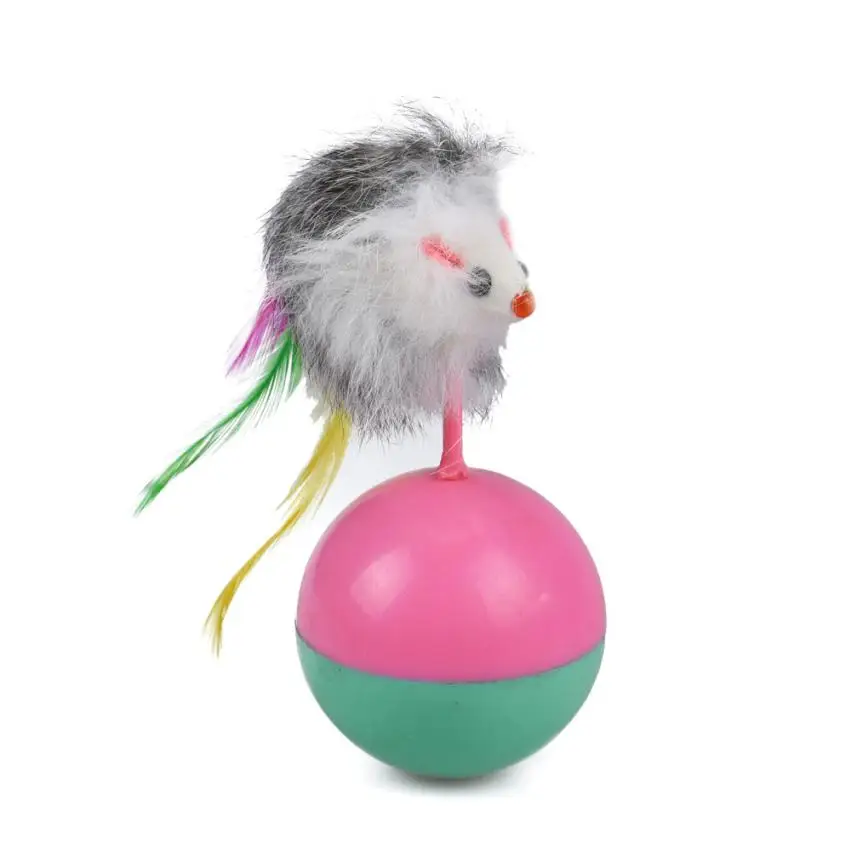 Funny Pet Toy Mice Mouse Tumbler Activity Creative Feather Play Toys for Pet Cat Dog Kitten