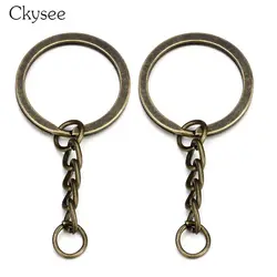 Ckysee 20 шт./лот 28 мм полированный брелок для ключей круглой формы брелок золото античный бронзовый, серебристый цвет разделение кольцо с