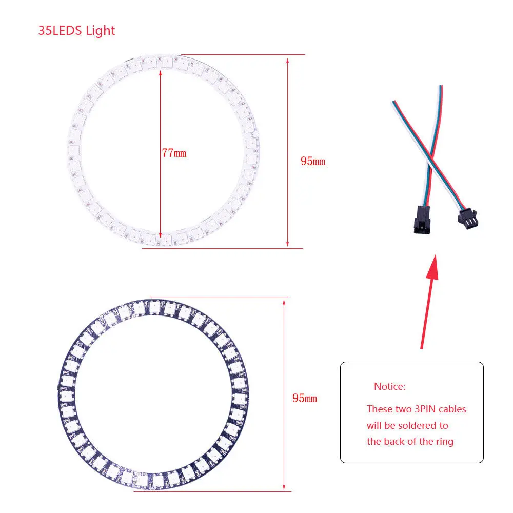 Адресуемых пикселей WS2812B кольцо 8/16/24/35/45/128 светодиодный s WS2812 5050 RGB светодиодный кольцо WS2811 ic встроенным RGB освещение украшение DC 5V