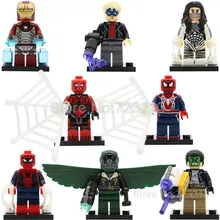 Single Sale Super Hero Iron Man Vulture figure Game Spider Man Ends of the earth Silk Masked Robber Building Blocks Models Toys