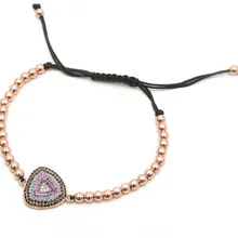 Золото Серебро Микро-паве cz кубический цирконий веревка отрегулировать браслет из медного бисера xy43 очаровательные плетеные браслеты Для женщин