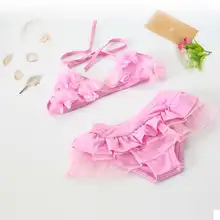 Синий, розовый, красный раздельный купальник с юбкой для девочек, милые трусы в горошек, детский купальник, пляжный летний купальник для девочек, код Pro