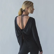 Для женщин Йога бюстгальтер Спортивная футболка Йога топ, футболка одежда с длинным рукавом тренировки Фитнес Бег Рубашки для мальчиков Спортивная полых Ти Безрукавки для женщин Йога