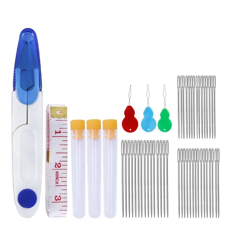 

Stitching Needles Tool Needle Threader Crochet Hooks Ruler Yarn Scissor Set DIY Craft Sewing Tool Accessories