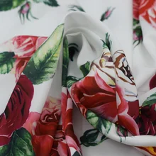 Новинка пион розы Цифровая живопись имитированный шелк стрейч атласная ткань для летнего платья telas por metros tissu vestidos tela