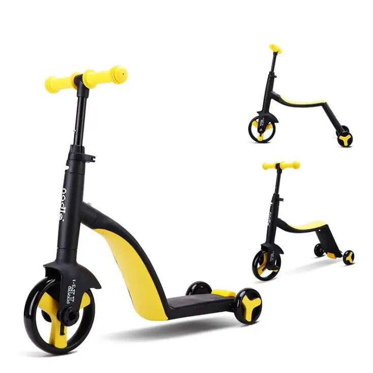 Детский трехколесный скутер 3 в 1 беговел ездить на игрушки - Цвет: Цвет: желтый
