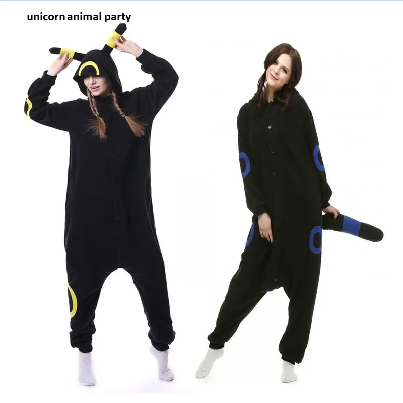 Кигуруми для взрослых Umbreon onesies аниме покемон косплей костюм зимнее ночное белье пижамы домашний комбинезон для женщин и мужчин толстовки