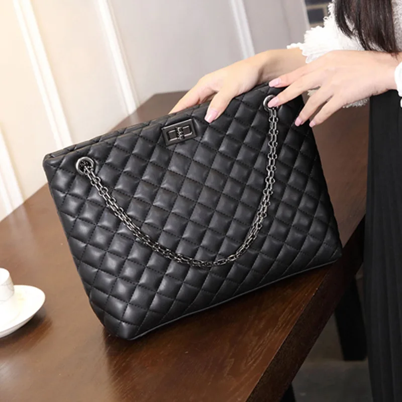 Aliexpress Micom Vintage Black Diamond Lattice Quilted Aliexpress Micom Vintage Black Diamond Lattice Quilted Metal Chain Strap Tote Bag Women Square Style Leather Shoulder Handbag Zip Pouch From
