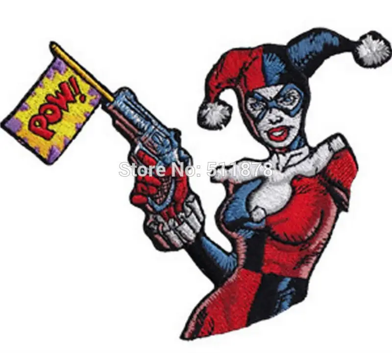 

3.5" Harley Quinn Pow DC Comics TV Movie Series Uniform punk rockabilly applique sew on iron on patch embroidery