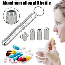 Портативный мини-брелок-бутылка алюминиевый контейнер водонепроницаемый футляр для лекарств чехол Брелок