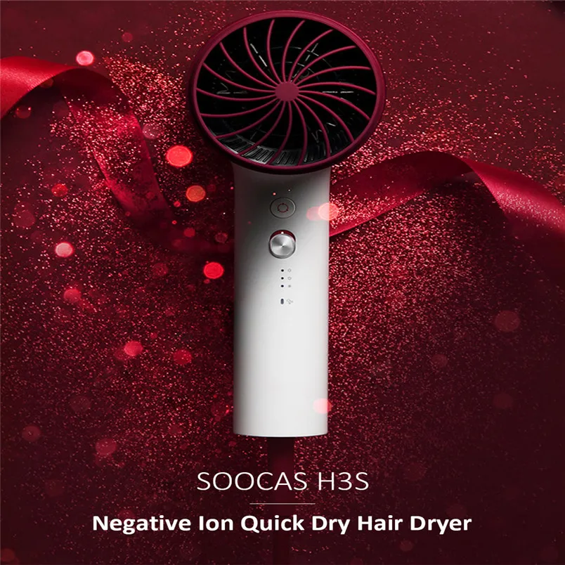 

New Xiaomi Soocas H3S Anion Hair Dryer 360-Degree Rotatable Quick Dry Hair Dryer Air Outlet Anti-Hot Innovative Diversion Design