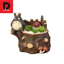 Dehomy Totoro Flower Pot Resin Flower Pot Succulent Plants Pot Toy Set Japanese Anime Totoro Action Figure Home And Garden Decor