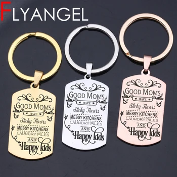

Fashion keychain Engraved Good Moms Happy Kids High Quality Car Key Tag Key Holder Mother's Day Jewelry Keyring Mother Gifts