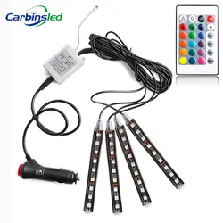 CARBINS 4 шт. автомобиля RGB Светодиодные полосы светодиодный фонари декоративный дизайн автомобиля цвета Атмосфера лампы салона света с