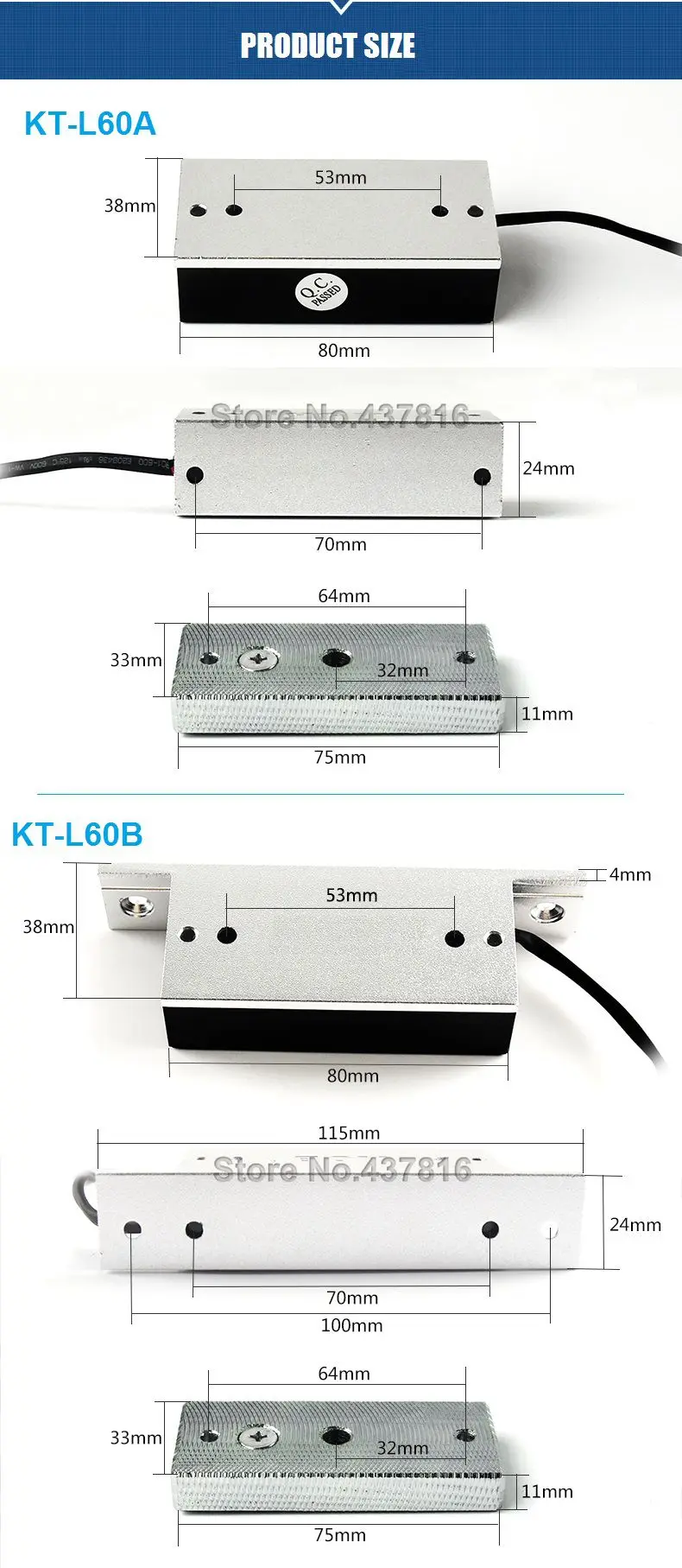 Мини 100lbs магнитный замок Малый 60 кг электромагнитный замок 12 V/24 V