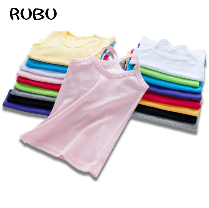 2pcs Children's Clothes Boys Vests Underwear Kids Camisoles Tank Tops Summer Solid Cotton Soft Tanks For Toddler Tees T-shirt
