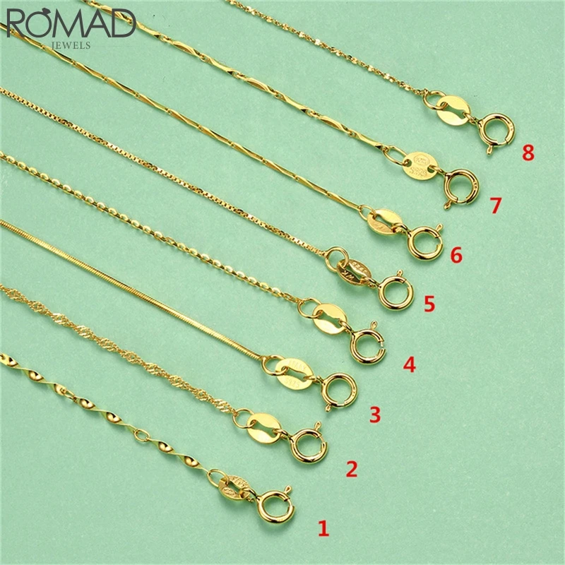 Золотая цепь ROMAND женские серебряные ожерелья цепи для изготовления ювелирных