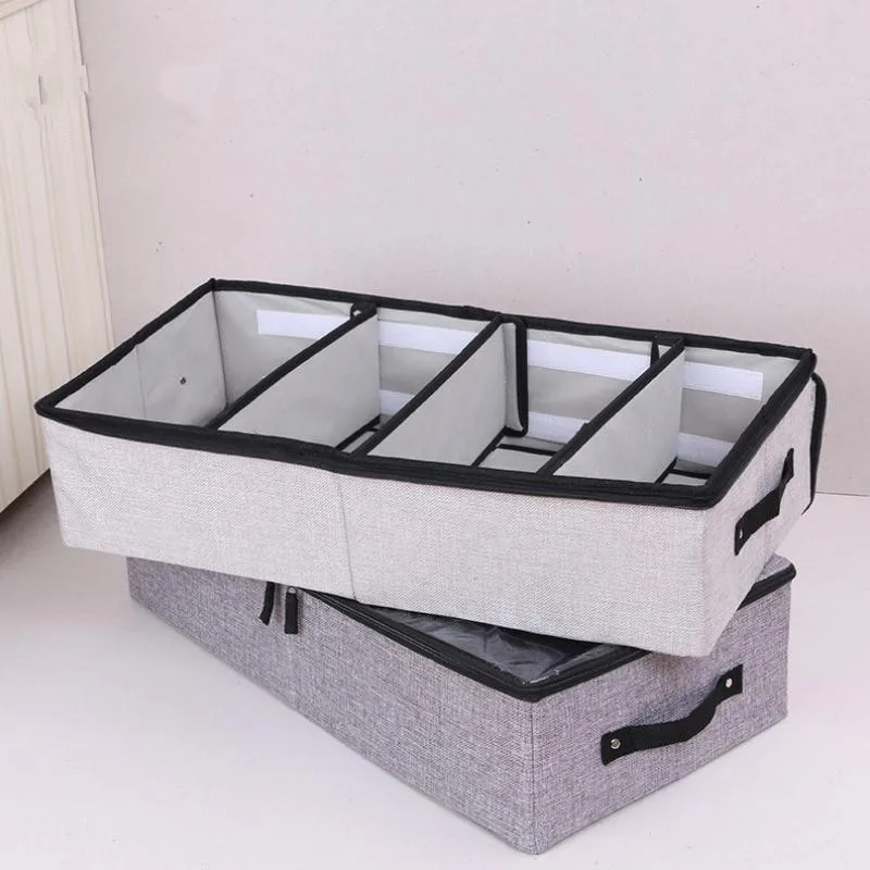 New Detachable Foldable Shoe Storage Box Wardrobe Closet Organizer For Sock Bra Underwear Linen Cotton UnderBed Organizer Box