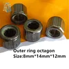 2pcs bearing HF081412 Outer ring octagon/Outer hexagonal /Smooth surface/Outer knurled  One-way needle roller bearing 8*14*12mm ► Photo 1/4