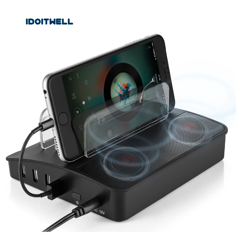 4 Ports USB font b Charger b font Bluetooth Speaker 5V6A Desktop Charging Station 6W font
