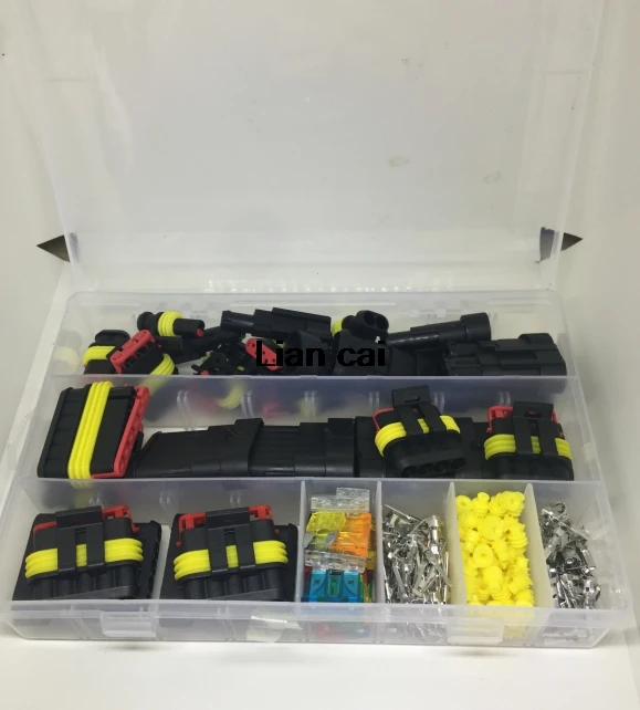 

Free shipping 240 Pcs Superseal AMP/Tyco Waterproof 12V Electrical Connectors Kit 1/2/3/4/5/6 Way Pin